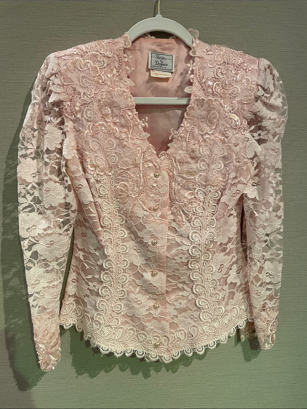 Pink Lace Button-Front Women's Top